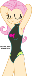 Size: 1280x2963 | Tagged: safe, artist:michaelsety, artist:trinityinyang, imported from derpibooru, fluttershy, human, equestria girls, equestria girls series, forgotten friendship, beach shorts swimsuit, belly button, breasts, clothes, female, fluttershy's beach shorts swimsuit, humanized, simple background, sleeveless, solo, swimsuit, transparent background