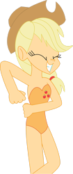 Size: 1024x2438 | Tagged: safe, artist:michaelsety, imported from derpibooru, applejack, human, clothes, female, humanized, lidded eyes, simple background, solo, swimsuit, transparent background