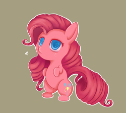 Size: 1973x1765 | Tagged: safe, artist:whimsicalmachines, imported from derpibooru, pinkie pie, earth pony, pony, chibi, female, freckles, heart, heart eyes, simple background, solo, wingding eyes