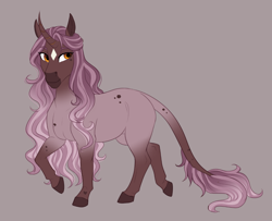 Size: 958x779 | Tagged: safe, artist:askbubblelee, imported from derpibooru, oc, oc only, pony, unicorn, curved horn, digital art, female, horn, leonine tail, mare, simple background, solo, unicorn oc