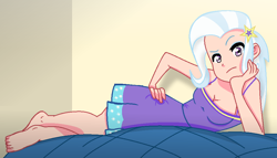 Size: 972x557 | Tagged: safe, artist:grapefruitface1, imported from derpibooru, trixie, human, anime, annoyed, barefoot, base used, feet, female, humanized, judging, looking at you, seductive pose, solo