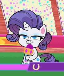 Size: 794x954 | Tagged: safe, imported from derpibooru, screencap, rarity, pony, my little pony: pony life, spoiler:pony life s01e43, female, g4.5, microphone, solo, the rarity report