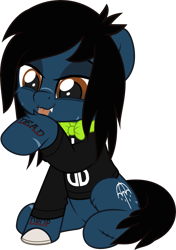 Size: 3524x5000 | Tagged: safe, alternate version, artist:jhayarr23, imported from derpibooru, part of a set, earth pony, pony, undead, unicorn, zombie, zombie pony, behaving like a cat, bone, bow, bring me the horizon, clothes, collar, commission, drop dead clothing, fangs, fluffy, grooming, happy, hoof licking, licking, lip piercing, long sleeves, male, oliver sykes, piercing, ponified, scar, shirt, simple background, sitting, solo, stallion, stitches, tattoo, tongue out, transparent background, vector, ych result