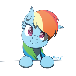 Size: 1600x1600 | Tagged: safe, artist:livehotsun, imported from derpibooru, rainbow dash, pegasus, pony, cute, dashabetes, ear fluff, female, head tilt, looking at you, mare, simple background, smiling, solo, white background