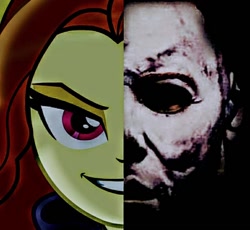 Size: 768x706 | Tagged: safe, imported from derpibooru, adagio dazzle, equestria girls, rainbow rocks, female, halloween, holiday, michael myers