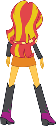 Size: 4844x10900 | Tagged: safe, artist:wissle, imported from derpibooru, sunset shimmer, equestria girls, equestria girls (movie), absurd resolution, boots, clothes, female, high heel boots, jacket, leather jacket, rear view, shoes, simple background, skirt, solo, transparent background, vector