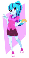 Size: 1626x3264 | Tagged: safe, artist:xan-gelx, imported from derpibooru, sonata dusk, equestria girls, breasts, clothes, female, food, skirt, smiling, solo, sonataco, taco, that girl sure loves tacos, that pony sure does love tacos, that siren sure does love tacos, thumbs up