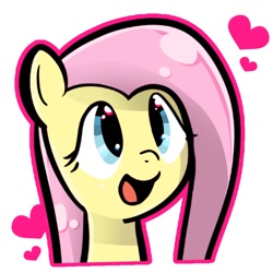 Size: 768x768 | Tagged: safe, artist:tomizawa96, imported from derpibooru, fluttershy, pegasus, pony, bust, cute, female, floating heart, heart, open mouth, portrait, shyabetes, simple background, solo, white background