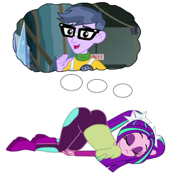 Size: 3000x3000 | Tagged: safe, artist:gmaplay, imported from derpibooru, aria blaze, microchips, equestria girls, ariachips, arse-ia blaze, ass, ass up, butt, dream bubble, eyes closed, female, male, shipping, simple background, sleeping, straight, transparent background