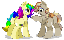 Size: 7700x4800 | Tagged: safe, artist:rainbowtashie, imported from derpibooru, carrot top, derpy hooves, golden harvest, oc, oc:clumsy carrot, oc:rainbow tashie, earth pony, pegasus, pony, butt, commissioner:bigonionbean, cute, cutie mark, extra thicc, female, flank, fusion, fusion:carrot top, fusion:clumsy carrot, fusion:derpy hooves, fusion:golden harvest, mare, plot, simple background, transparent background, writer:bigonionbean