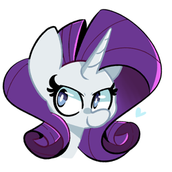 Size: 900x900 | Tagged: safe, artist:kindakismet, imported from derpibooru, rarity, pony, unicorn, bust, female, heart, mare, portrait, simple background, solo, white background