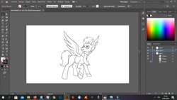 Size: 1366x768 | Tagged: safe, artist:fernandojc-draftsman, imported from derpibooru, screencap, oc, oc only, pegasus, pony, clothes, glasses, lineart, looking back, male, monochrome, pegasus oc, scarf, screenshots, signature, solo, stallion, wings