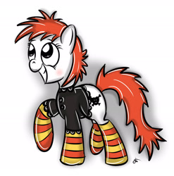 Size: 2020x2047 | Tagged: safe, artist:jach-marsdonpony, imported from derpibooru, earth pony, pony, clothes, crossover, cute, ruby gloom, simple background, smiling, socks, solo, striped socks, white background