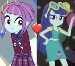 Size: 706x624 | Tagged: safe, edit, edited screencap, imported from derpibooru, screencap, blueberry cake, sunny flare, dance magic, equestria girls, shake your tail, spoiler:eqg specials, female, shipping, shipping domino, sunnycake