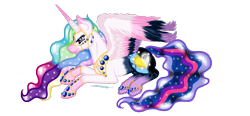 Size: 1560x722 | Tagged: safe, artist:zeepaarden, imported from derpibooru, princess cadance, princess celestia, princess luna, twilight sparkle, alicorn, pony, female, fusion, jewelry, simple background, solo, transparent background, twilight sparkle (alicorn)