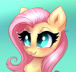 Size: 1864x1767 | Tagged: source needed, safe, artist:confetticakez, imported from derpibooru, fluttershy, pegasus, pony, blushing, chest fluff, cute, female, shyabetes, simple background, solo