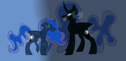 Size: 5000x2426 | Tagged: safe, artist:toptian, imported from derpibooru, nightmare moon, princess luna, alicorn, pony, duality, ethereal mane, eyes closed, female, mare, sombra eyes, starry mane