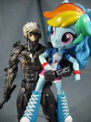 Size: 1200x1600 | Tagged: safe, artist:krisanderson97, imported from derpibooru, rainbow dash, equestria girls, doll, equestria girls minis, eqventures of the minis, irl, metal gear, metal gear rising, photo, raiden, toy