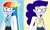 Size: 950x578 | Tagged: safe, artist:pagiepoppie12345, imported from derpibooru, rainbow dash, rarity, human, equestria girls, clothes, crossover, glasses, humanized, johnny test, lab coat, mary test, susan test