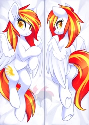 Size: 1280x1800 | Tagged: safe, artist:scarlet-spectrum, imported from derpibooru, oc, oc only, oc:diamond sun, pegasus, pony, body pillow, butt, commission, cute, dakimakura cover, female, looking at you, mare, ocbetes, pegasus oc, plot, slim, smiling at you, solo, spread wings, wings