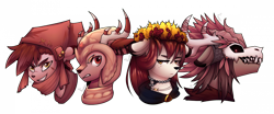 Size: 1920x797 | Tagged: safe, artist:magicstarfriends, imported from derpibooru, oc, oc only, deer, fordeer, original species, antlers, cap, cloak, clothes, druid, fangs, fantasy class, hat, helmet, jewelry, knight, mage, necklace, red eyes, ribbon, rogue, simple background, skull, stitches, transparent background, warrior, yellow eyes