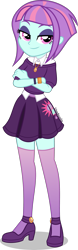 Size: 1403x4500 | Tagged: safe, alternate version, artist:limedazzle, imported from derpibooru, part of a set, sunny flare, equestria girls, absurd resolution, beautiful, casual, clothes, crossed arms, eyeshadow, female, high heels, high res, lidded eyes, looking at you, makeup, new version, shoes, show accurate, simple background, smiling, smiling at you, solo, transparent background, zettai ryouiki