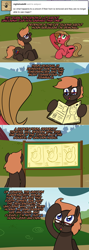 Size: 1076x3006 | Tagged: safe, artist:ladyanidraws, imported from derpibooru, oc, oc only, oc:pun, earth pony, pony, ask pun, ask, book, female, glasses, horn, male, mare, stallion