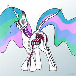 Size: 1800x1800 | Tagged: safe, artist:variant, imported from derpibooru, princess celestia, alicorn, pony, bone, dissectibles, female, freeny's hidden dissectibles, mare, organs, skeleton, solo