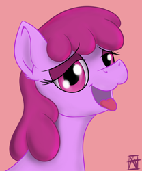 Size: 2480x2974 | Tagged: safe, artist:naen, imported from derpibooru, berry punch, berryshine, earth pony, pony, dog lip, drunk, female, go home you're drunk, mare, pink background, simple background, solo