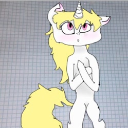 Size: 449x450 | Tagged: safe, artist:pawstheartest, imported from derpibooru, oc, oc only, pony, unicorn, colored, graph paper, horn, looking up, solo, unicorn oc