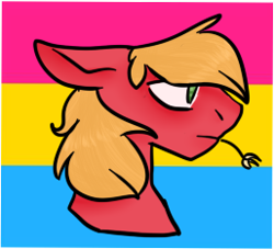 Size: 257x233 | Tagged: safe, artist:pawstheartest, imported from derpibooru, big macintosh, earth pony, pony, bust, gay pride flag, headcanon, lgbt headcanon, male, pansexual, pansexual pride flag, pride, pride flag, sexuality headcanon, solo, stallion, straw in mouth