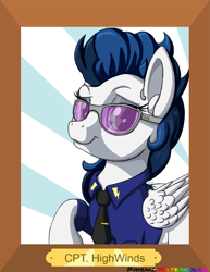 Size: 1547x2004 | Tagged: safe, artist:prismawatercolor, imported from derpibooru, high winds, pegasus, pony, bust, clothes, glasses, portrait, uniform, wonderbolts, wonderbolts dress uniform