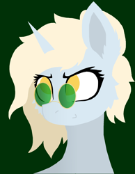 Size: 1478x1901 | Tagged: safe, alternate version, artist:kotwitz, imported from derpibooru, oc, oc only, oc:aria taitava, pony, unicorn, abstract background, blonde, bust, glasses, portrait, solo