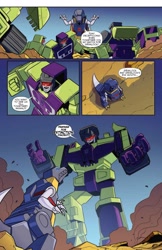 Size: 993x1528 | Tagged: safe, artist:sara pitre-durocher, idw, imported from derpibooru, spoiler:comic, spoiler:friendship in disguise, spoiler:friendship in disguise02, autobot, bonecrusher, constructicons, decepticon, devastator, dinobot, grimlock, hook (decepticon), long haul, mixmaster, no pony, preview, scavenger, scrapper