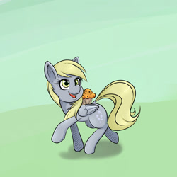 Size: 1600x1600 | Tagged: safe, artist:albertbm, imported from derpibooru, derpy hooves, pegasus, pony, female, food, mare, muffin, open mouth, solo, that pony sure does love muffins