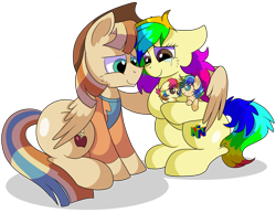 Size: 1280x987 | Tagged: safe, artist:rainbowtashie, imported from derpibooru, oc, oc:azure spice, oc:cinnamon spectrum, oc:rainbow tashie, oc:spicy cider, earth pony, pegasus, pony, adorable face, clothes, colt, commissioner:bigonionbean, cowboy hat, crying, cute, cutie mark, father and child, father and daughter, father and son, female, filly, foal, fusion, fusion:braeburn, fusion:spicy cider, fusion:wind waker, hat, hug, like father like daughter, like father like son, like mother like daughter, like mother like son, like parent like child, male, mare, mother and child, mother and daughter, mother and son, oc x oc, shipping, simple background, stallion, stetson, straight, tears of joy, transparent background, winghug, writer:bigonionbean