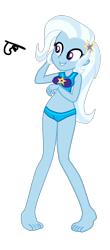 Size: 754x1710 | Tagged: safe, artist:gmaplay, imported from derpibooru, trixie, equestria girls, equestria girls series, forgotten friendship, barefoot, beach shorts swimsuit, bikini, bikini top, clothes, feet, female, simple background, solo, swimsuit, transparent background, trixie's beach shorts swimsuit