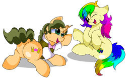 Size: 7600x4700 | Tagged: safe, artist:rainbowtashie, imported from derpibooru, cheese sandwich, fancypants, oc, oc:celebratory attire, oc:rainbow tashie, pony, unicorn, butt, clothes, commissioner:bigonionbean, extra thicc, female, flank, fusion, fusion:celebratory attire, fusion:cheese sandwich, fusion:fancypants, male, mare, parent:cheese sandwich, parent:fancypants, plot, rainbow tashie, simple background, stallion, transparent background, writer:bigonionbean