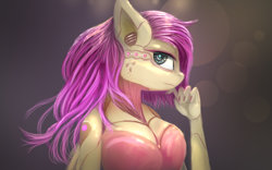 Size: 2560x1600 | Tagged: safe, artist:ssnerdy, imported from derpibooru, fluttershy, anthro, robot, breasts, busty fluttershy, female, flutterbot, gynoid, looking at you, solo