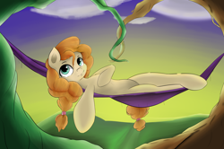 Size: 4248x2826 | Tagged: safe, artist:guatergau5, imported from derpibooru, pear butter, earth pony, pony, female, hammock, mare, solo