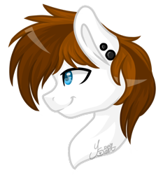 Size: 1080x1159 | Tagged: safe, artist:silentwolf-oficial, imported from derpibooru, oc, oc only, earth pony, pony, bust, ear piercing, earth pony oc, piercing, signature, simple background, smiling, solo, transparent background