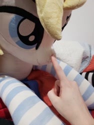 Size: 4032x3024 | Tagged: safe, photographer:ryperiour2, oc, oc only, oc:aryanne, earth pony, human, pony, boop, irl, irl human, photo, plushie, socks