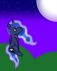 Size: 400x500 | Tagged: safe, artist:lightningbolt39, imported from derpibooru, princess luna, alicorn, pony, female, hill, mare, moon, night, sitting, sky, solo, stars