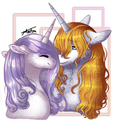 Size: 550x587 | Tagged: safe, artist:malinraf1615, imported from derpibooru, fleur-de-lis, prince blueblood, pony, unicorn, alternate hairstyle, boop, chest fluff, ear fluff, eyes closed, female, fleur-de-blueblood, male, mare, noseboop, shipping, simple background, stallion, straight, transparent background