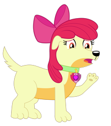 Size: 2465x2803 | Tagged: safe, artist:dupontsimon, imported from derpibooru, apple bloom, dog, fanfic:magic show of friendship, equestria girls, collar, cutie mark collar, dogified, fanfic art, female, high res, puppy bloom, solo, species swap, transformation, vector