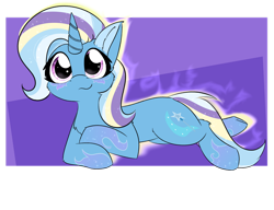 Size: 1280x985 | Tagged: safe, artist:galacticguardian, artist:jubyskylines, imported from derpibooru, trixie, pony, unicorn, cheek fluff, chest fluff, cute, diatrixes, ear fluff, female, lying down, mare, prone, rainbow power, solo