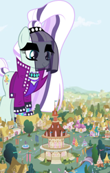 Size: 1280x2000 | Tagged: safe, artist:jhayarr23, edit, editor:jaredking203, imported from derpibooru, coloratura, earth pony, pony, countess coloratura, female, giant pony, giant/macro earth pony, giantess, macro, mare, mega giant, ponyville, ponyville town hall, vector
