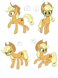 Size: 1620x2160 | Tagged: safe, artist:haibaratomoe, imported from derpibooru, applejack, earth pony, pony, annoyed, cute, female, heart, jackabetes, looking at you, shy, simple background, solo, speech bubble, surprised, white background