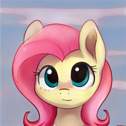 Size: 1024x1024 | Tagged: safe, artist:thisponydoesnotexist, imported from derpibooru, pony, accidentally a canon character, ai content, ai generated, artificial intelligence, bust, cloud, generator:thisponydoesnotexist, looking at you, neural network, not fluttershy, portrait, sky, solo