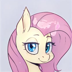 Size: 1024x1024 | Tagged: safe, artist:thisponydoesnotexist, imported from derpibooru, pony, accidentally a canon character, ai content, ai generated, artificial intelligence, bust, generator:thisponydoesnotexist, looking at you, neural network, not fluttershy, portrait, smiling, smug, solo